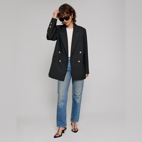 Pixie Market OVERSIZED WOOL-TWILL GOLD-BUTTON BLAZER NWOT - Picture 1 of 7